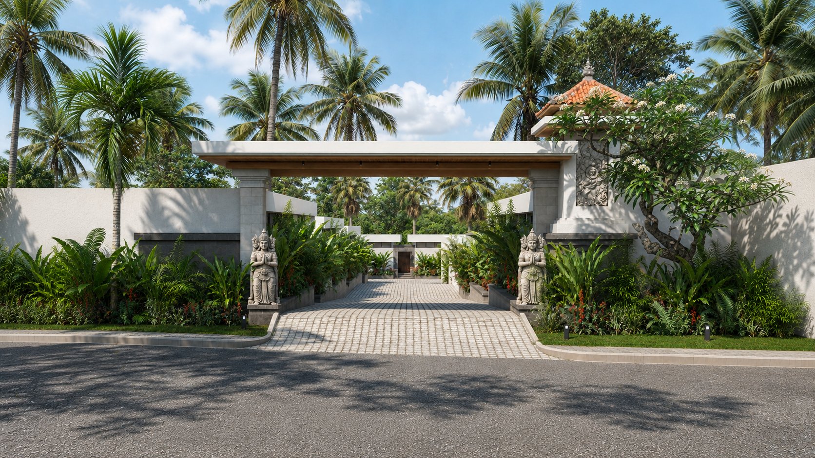 The grand Balinese entrance gate at Tana Villas, Panglao, Bohol